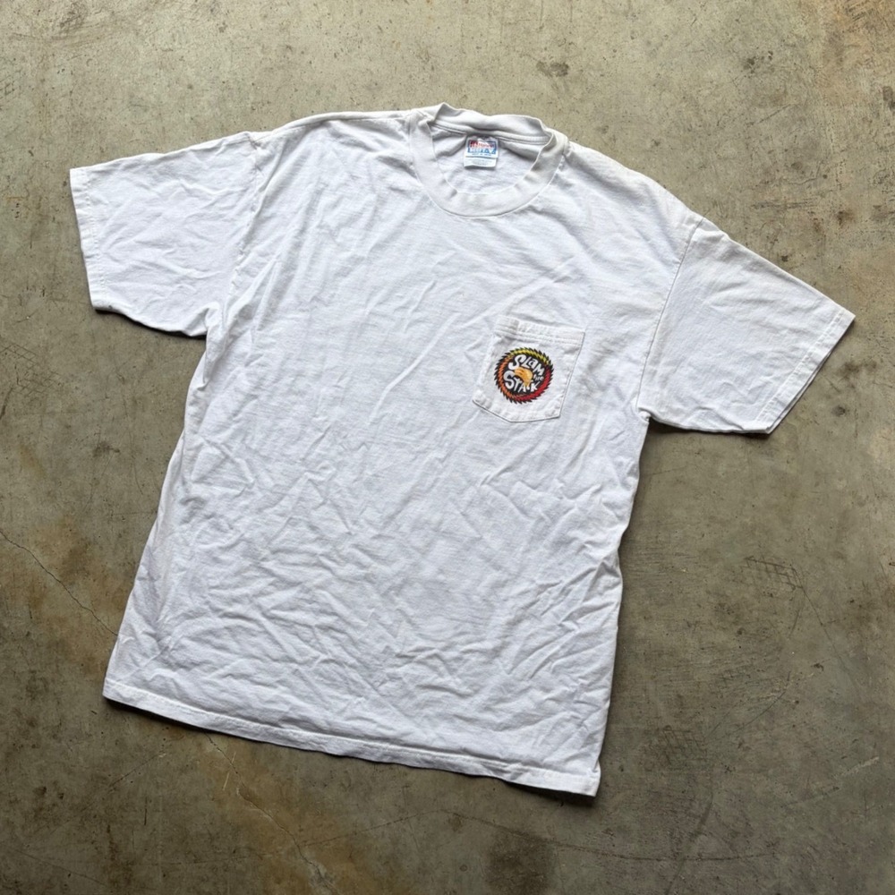 Vintage Hanes Beefy-T Pringles Slam the Stack Promo T-Shirt White XL Pocket Tee